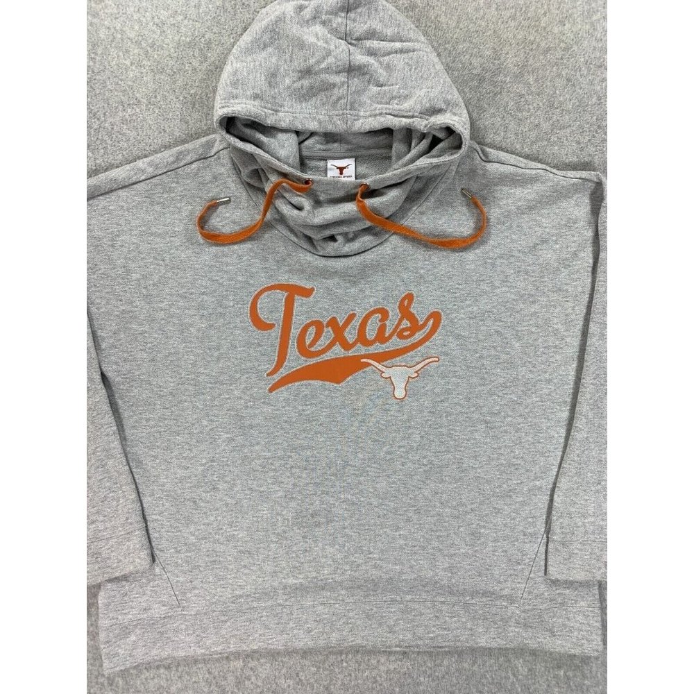 Texas Longhorns Cowl Neck Campus Hoodie Sweatshirt (Women's‎ 2XL) Sparkle Gray